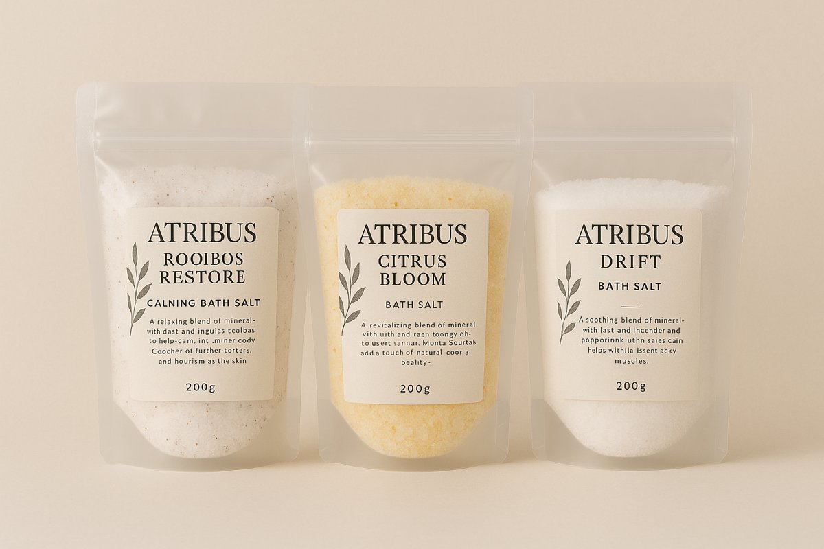 Herbal bath salts in jars