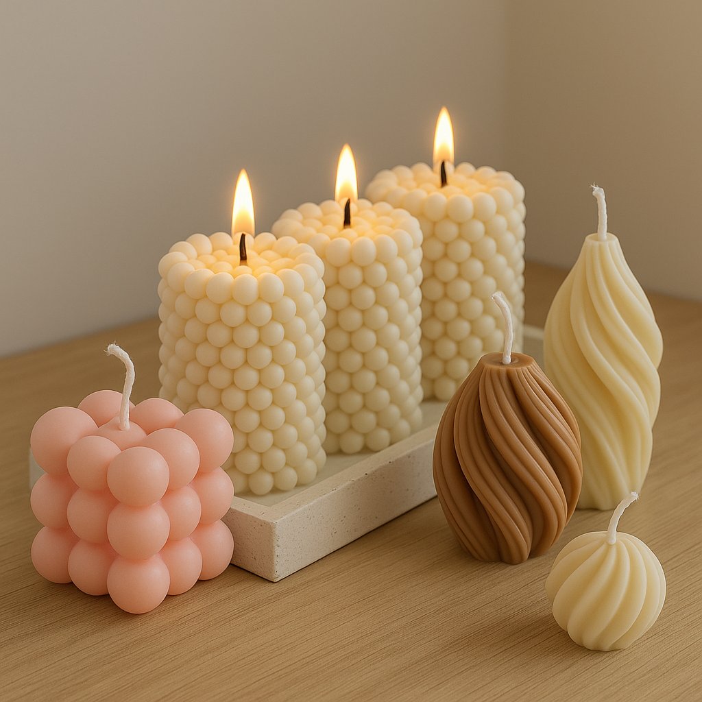 Scented handmade candles in jars