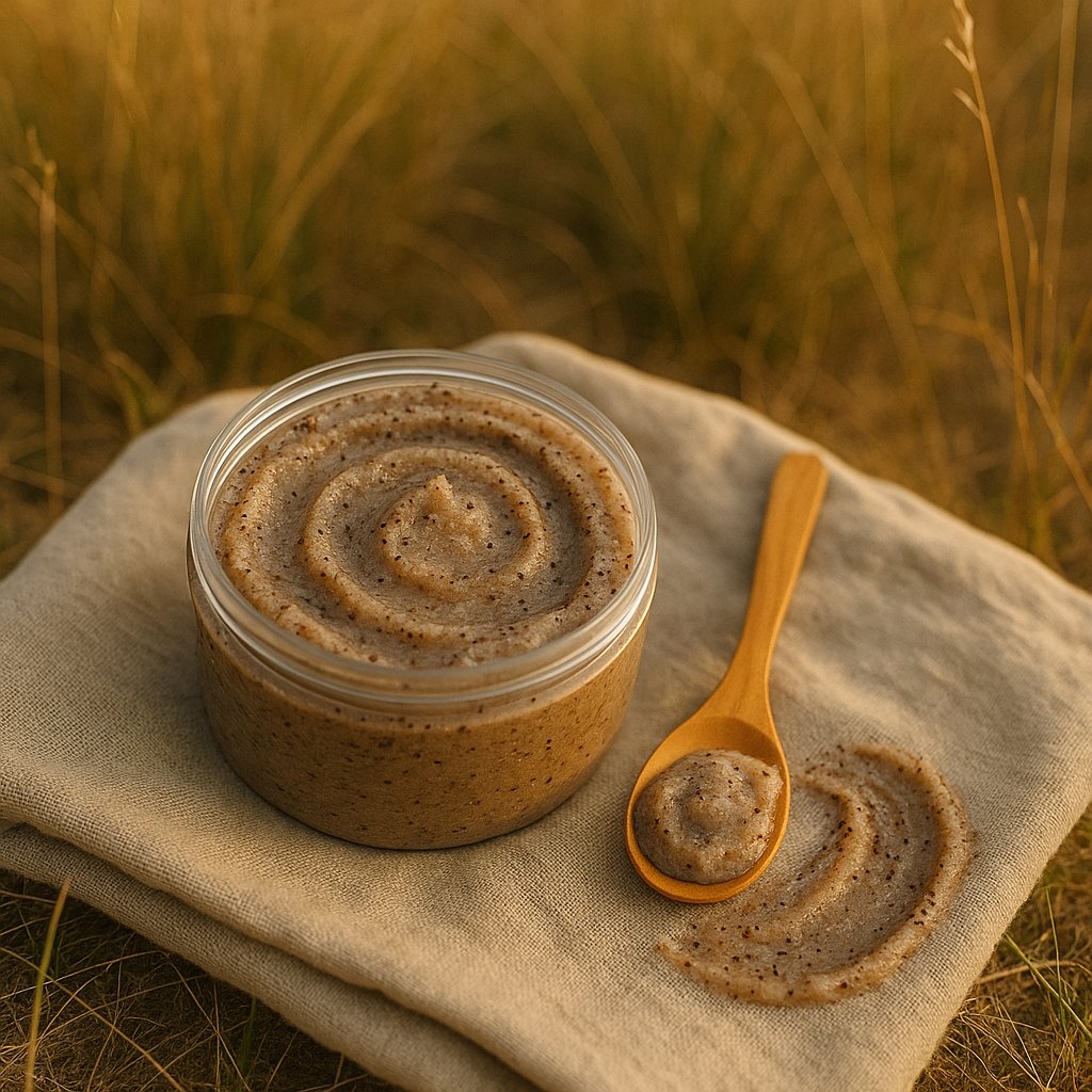 Textured sugar scrubs in glass jars